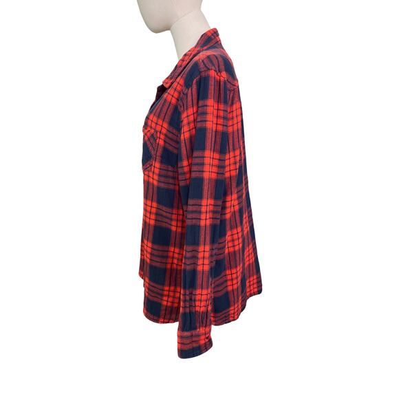 Gap Red Navy Double Cloth Plaid Polka Dot Boyfriend Shirt Heavyweight Cotton XL - Picture 5 of 7